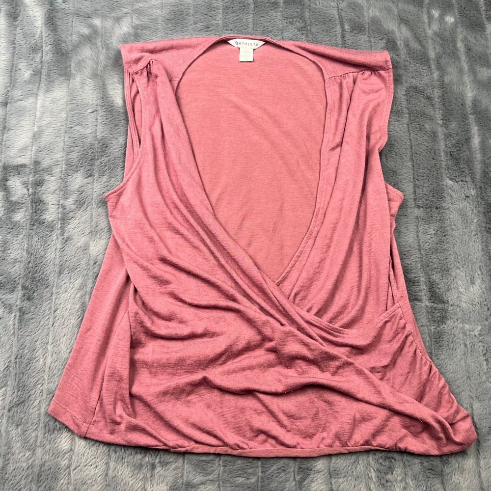 Athleta Womens XL Mauve Pink Heathered Draped Crossover Wrap Sleeveless Top